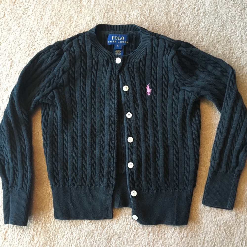 Girls Ralph Lauren Black Cardigan Sweater